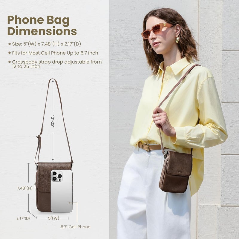 befen Genuine Leather Small Crossbody Bags for Women, Cell Phone Cross body Purse Bag with RFID Blocking Card Slots - Image 4
